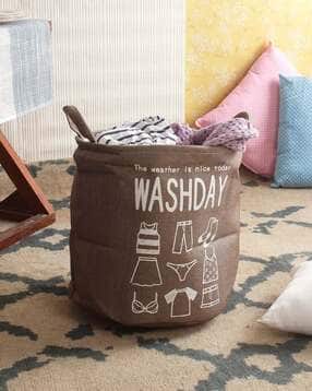 cortina eyelet curtain Typographic Print Foldable Laundry Bag-picture-18