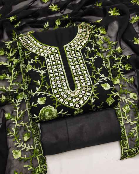 Embroidered Unstitched Dress Material Price in India