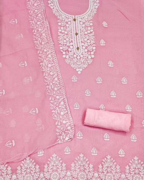 Embroidered Unstitched Dress Material Price in India