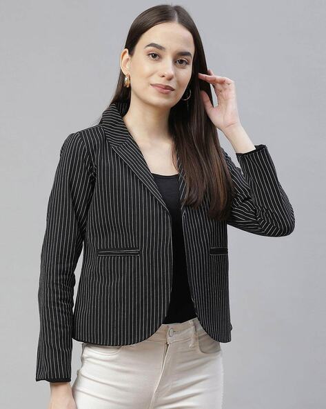 Buy Black Blazers Waistcoats for Women by COTTINFAB Online Ajio