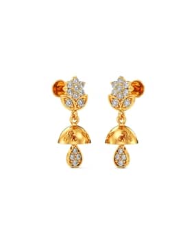 joyalukkas Women Yellow Gold Stone-Studded Jhumka Earrings-picture-50