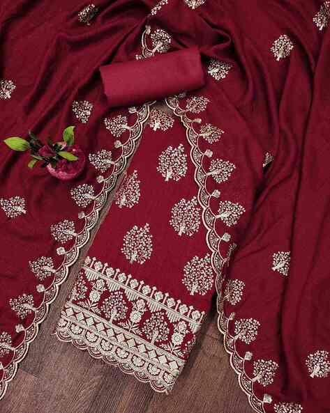 Women Embroidered 3-Piece Dress Material Price in India