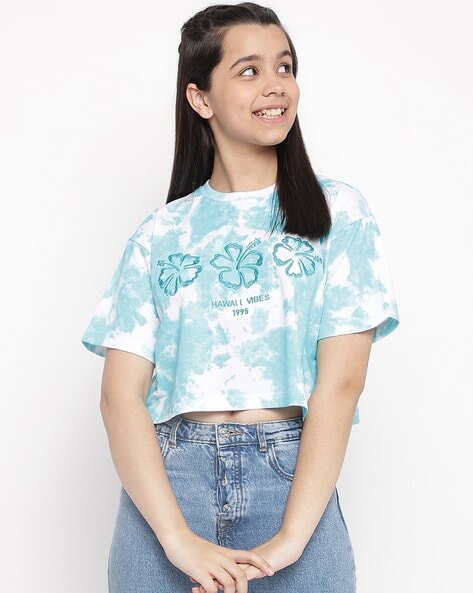 Tie Dye Crop Top with Short Sleeves