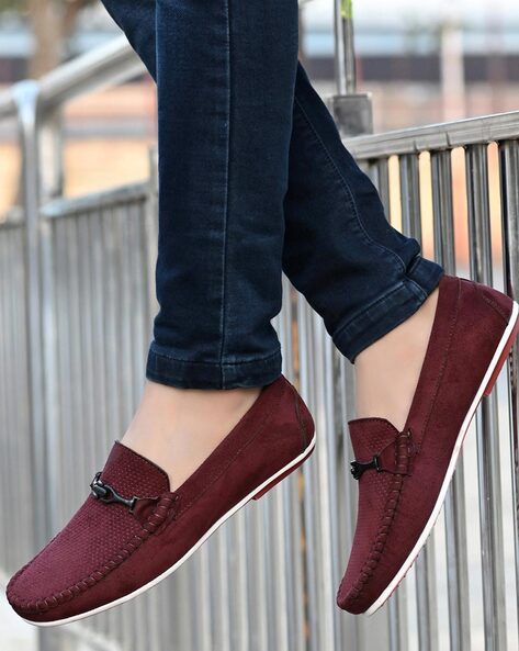 Mens maroon casual shoes fashion