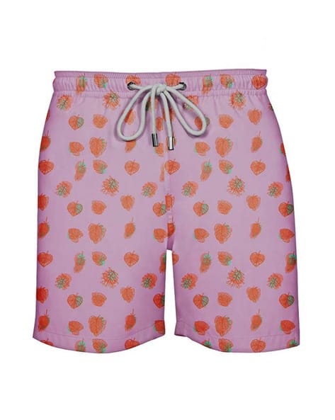 Leaf Print Swim Shorts with Elasticated Drawstring Waist - Main Image