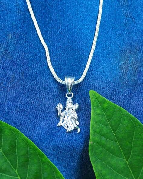 Women Sterling Silver Hanuman ji Bajrang Bali Pendant with Chain