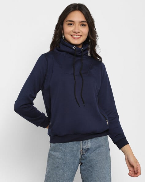 Buy Navy Blue Sweatshirt Hoodies for Women by POPSTER Online
