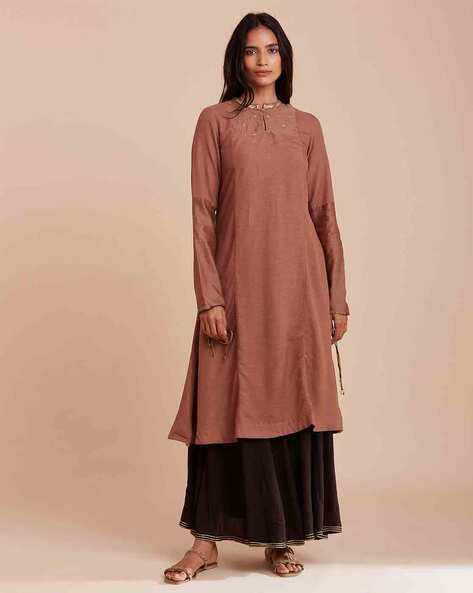 W Flared Kurta with Embroidery