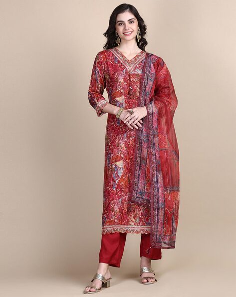 Women Printed Straight Kurta Set Price in India