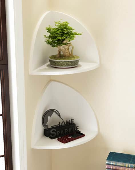 Set of Wooden Corner Wall Shelves