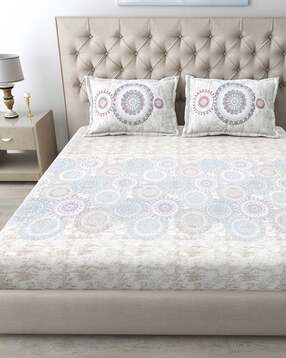 mafatlal 186 TC Floral Print King-Size Bedsheet with Pillow Covers-picture-49