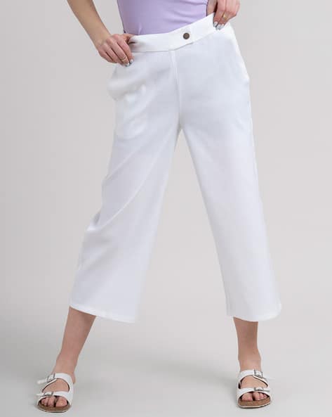 Cropped Wide Leg Trousers with Insert Pockets