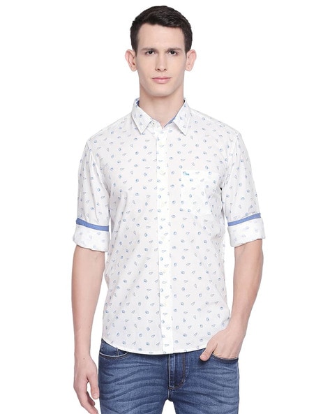 Basics Novelty Print Slim Fit Shirt