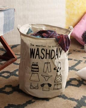 Typographic Print Foldable Laundry Bag