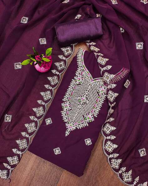 Women Embellished Unstitched Dress Material Price in India