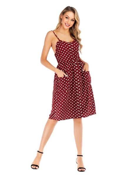 Fashion Wallis Red Polka Dot Dress Buy Maroon Dresses For Women By Yuniqee  Online