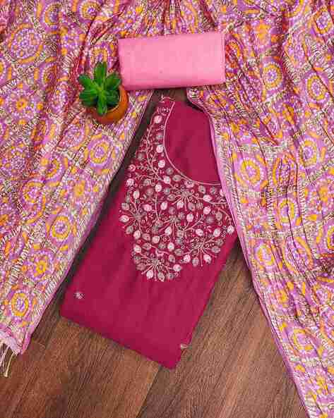 Women Embellished Unstitched Dress Material Price in India