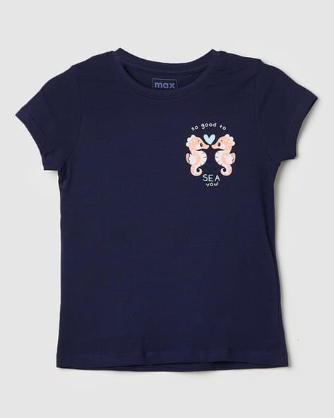 Girls Graphic Print Regular Fit Crew-Neck T-Shirt