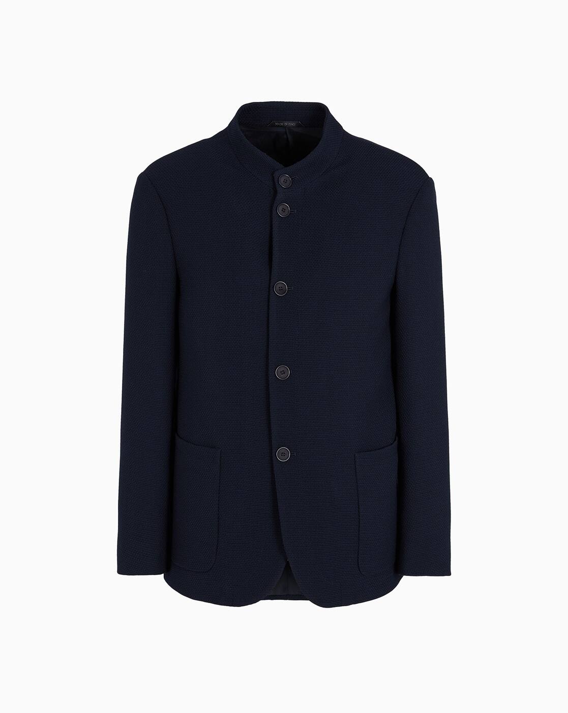 Buy GIORGIO ARMANI Single-Breasted Wool Regular Fit Jacket | Blue