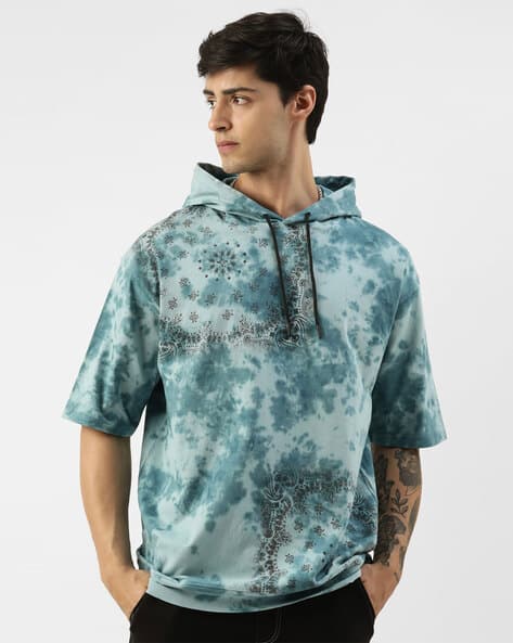 Ajio Tie Dye Sweatshirt Oversized Men Tie Dye Oversized Fit Hooded