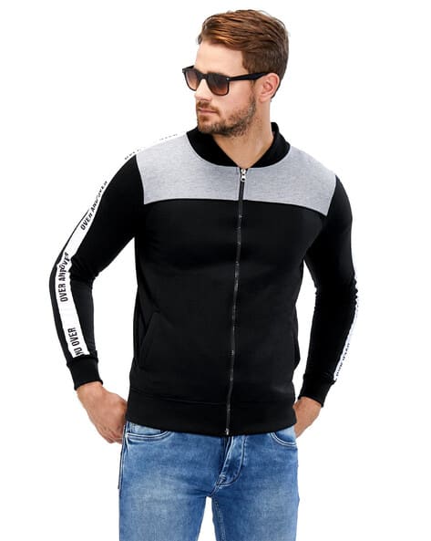 MANIAC Men Typographic Print Slim-Fit Bombers Jacket