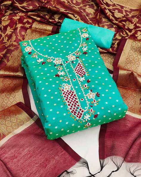 Women Embellished Unstitched Dress Material Price in India