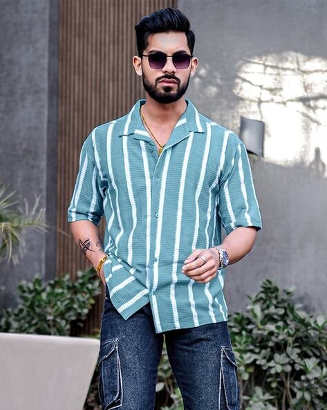 Men Striped Oversized Shirt