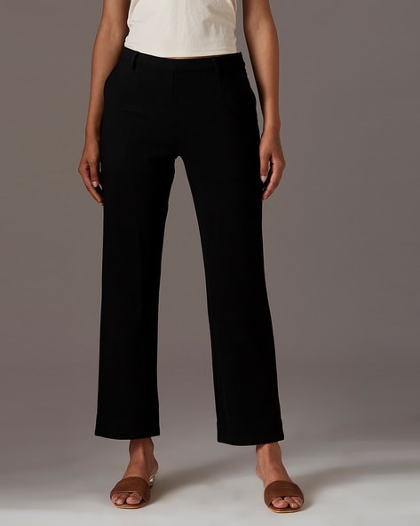 W Solid Slim Fit Viscose Pants