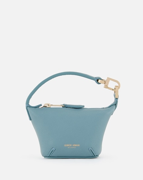Navy leather bucket bag