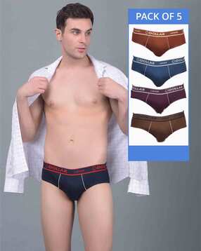 Pack of 5 Men Briefs with Elasticated Waist-image-40