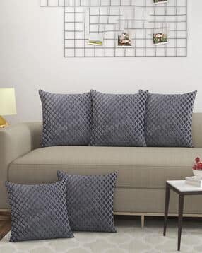 Set of 5 Embossed Cushion Covers 16" x 16"-image-46
