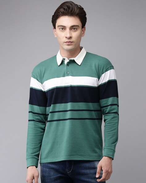 Men Striped Slim Fit Polo T-Shirt