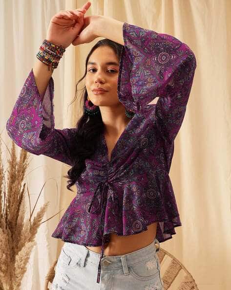 Women Regular Fit V-Neck Floral Printed Top