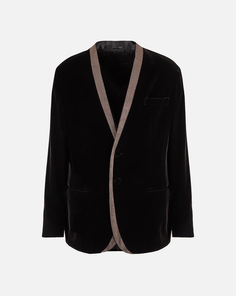 Buy GIORGIO ARMANI Shiny Pinstriped Velvet Single-Breasted