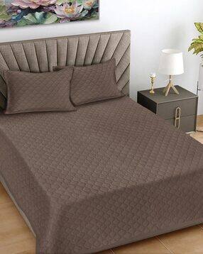 400 GSM Quilted Queen-Size Bedsheet with Pillow Covers
