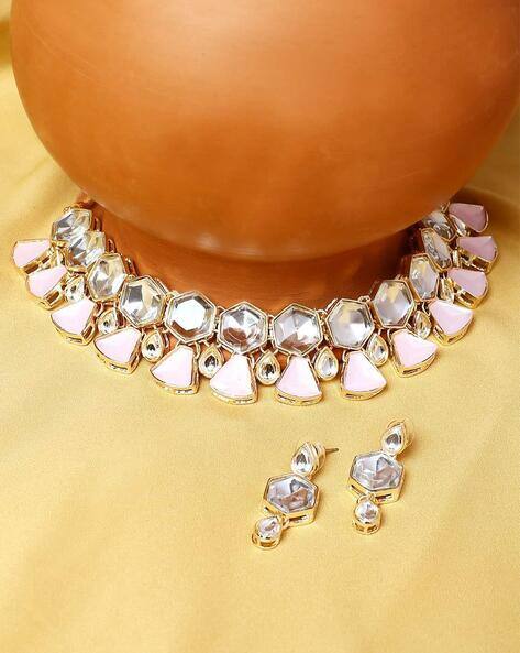 Fabula Women Kundan Necklace & Earrings Set
