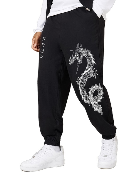 Typographic Printed Joggers with Drawstrings