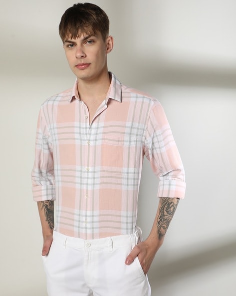 Men Checked Slim Fit Shirt