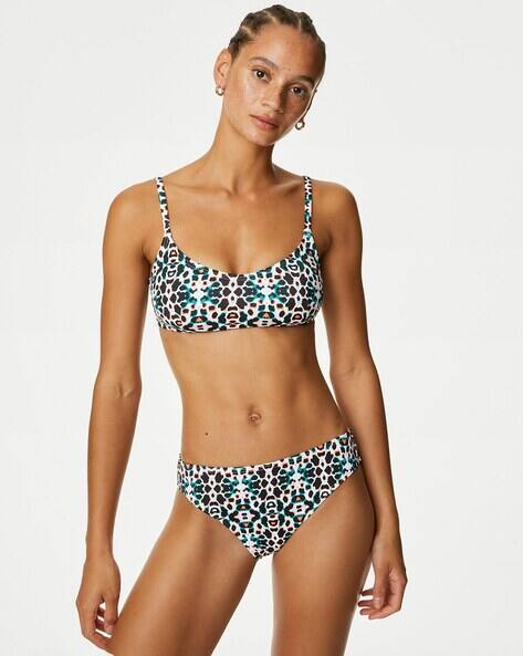 Marks & Spencer Printed Padded Scoop Neck Bikini Top