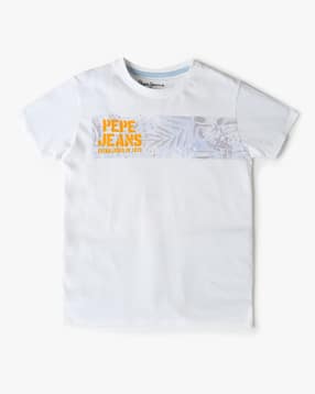 pepe jeans Boys Leaf Print Regular Fit Crew-Neck T-Shirt-picture-47