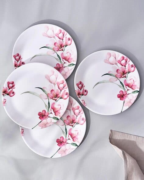 Melamine Plate Red Floral Dinner Set Set Of Floral Print Spinal