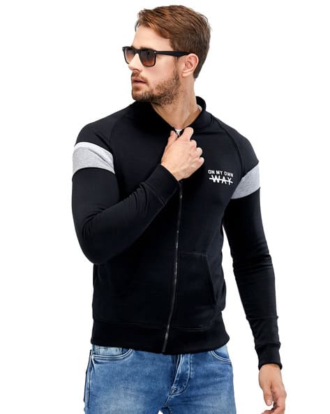 MANIAC Men Typographic Print Slim-Fit Bombers Jacket