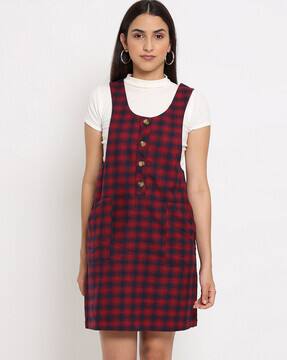 Buy MARC LOUIS Checked A-line Dress Online | Ajio.com