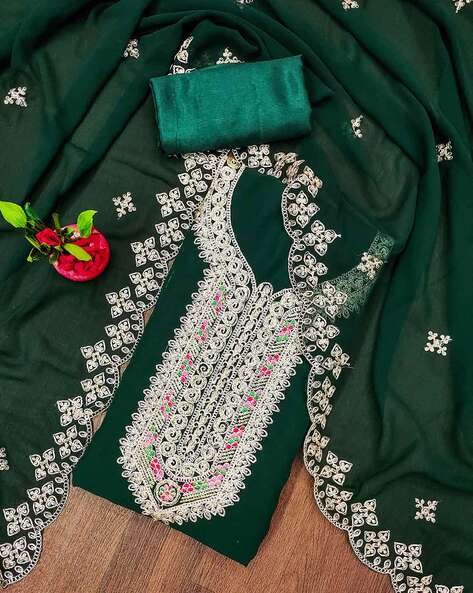 Women Embellished Unstitched Dress Material Price in India