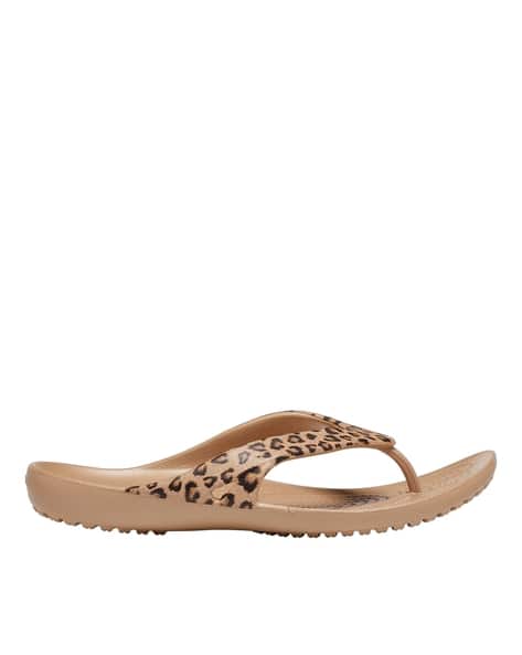 Crocs Platform Flip Flops Leopard Crocs Women's Kadee II Leopard Printed Flip Flop Sandals