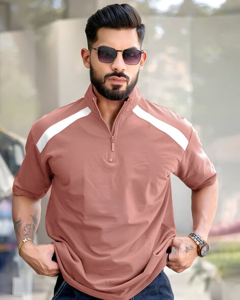 Men Oversized Henley T-Shirt