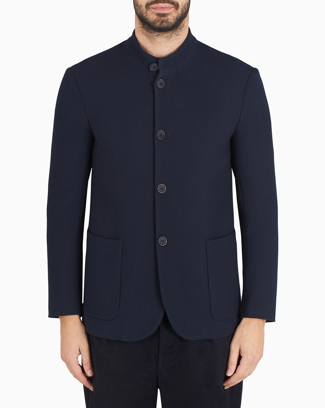 Buy GIORGIO ARMANI Single-Breasted Wool Regular Fit Jacket | Blue