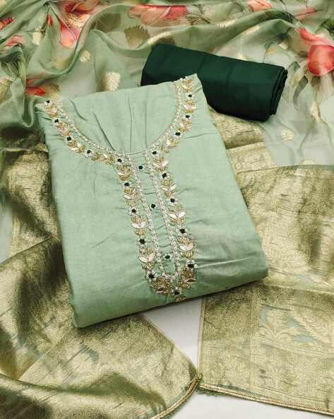 Women Embroidered Unstitched Dress Material Price in India