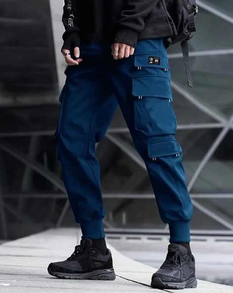 Men Mid Rise Track Pants with Flap Pockets