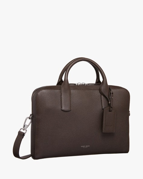 Buy GIORGIO ARMANI Pebbled Leather Messenger Bag Online | Ajio.com
